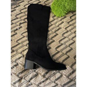 🆕Women's Black Faux Suede Over The Knee Thigh High Chunky Heel Pointed Toe Boot